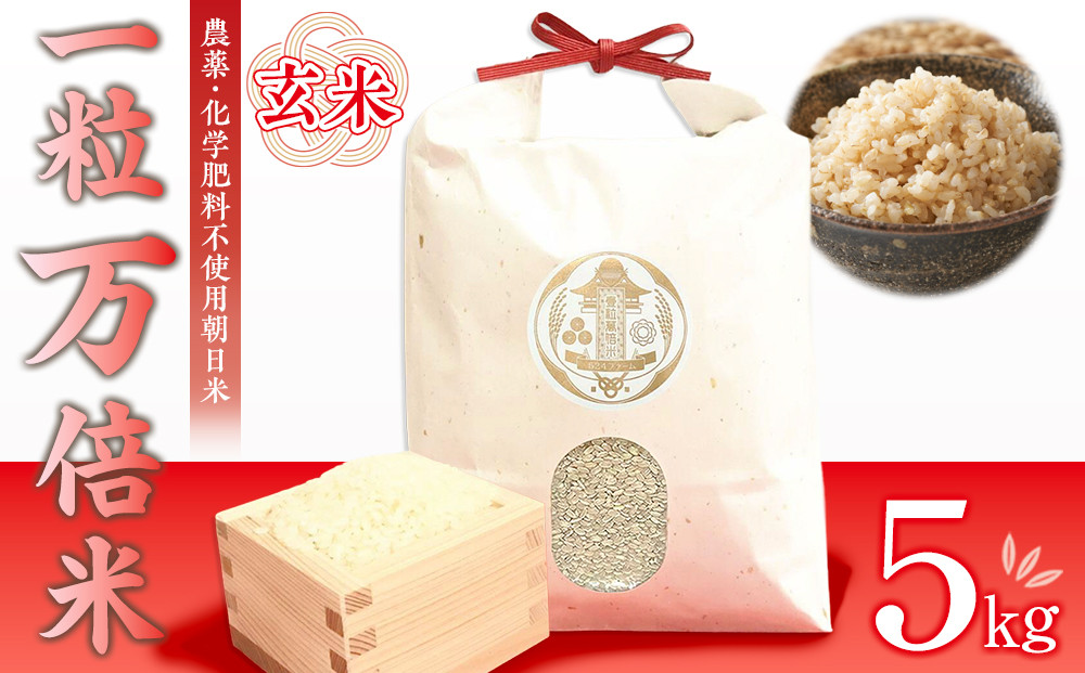 一粒万倍米（農薬・化学肥料不使用朝日米）玄米&nbsp;5kg&nbsp;令和7年産【米&nbsp;こめ&nbsp;お米&nbsp;玄米&nbsp;5キロ&nbsp;ごはん&nbsp;ご飯&nbsp;おかず&nbsp;おにぎり&nbsp;朝日米&nbsp;お寿司&nbsp;寿司&nbsp;お弁当&nbsp;弁当&nbsp;岡山県&nbsp;岡山市&nbsp;おすすめ&nbsp;人気】