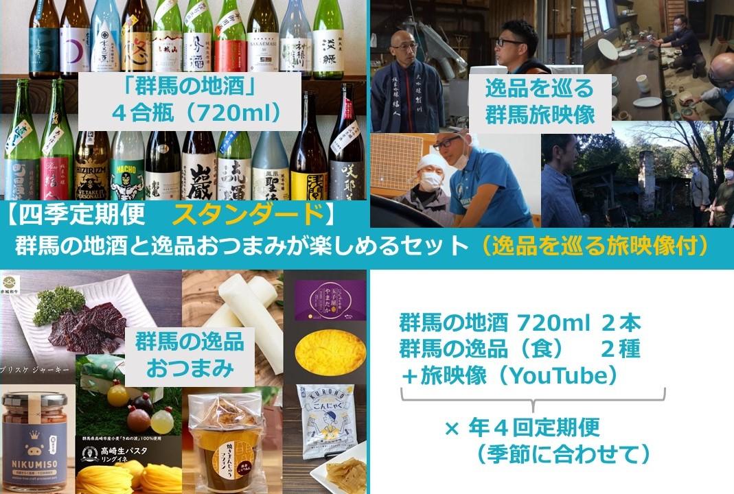 【四季定期便スタンダード】群馬の地酒飲み比べと逸品おつまみが楽しめるセット（逸品を巡る旅映像付）