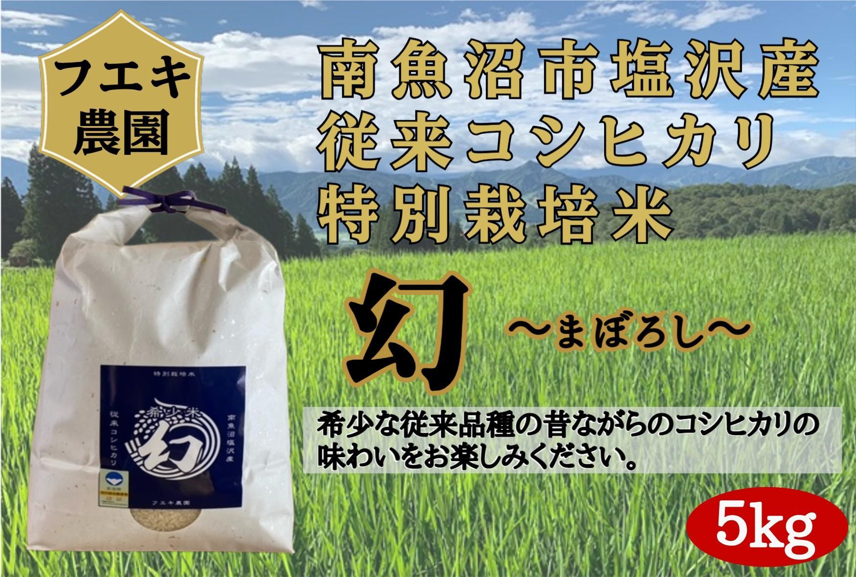 【新米】令和６年産　南魚沼塩沢産コシヒカリ　特別栽培米　白米５kg