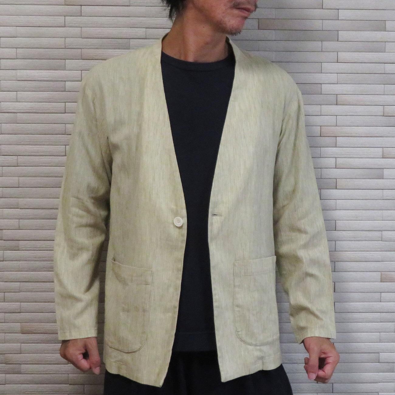 和心衣・ワゴロモ】高島ちぢみの メンズ ノーカラー 羽織 ジャケット