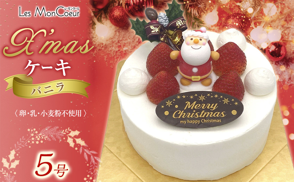 【先行予約】クリスマスケーキ・バニラ【卵・乳製品・小麦粉不使用】 5号（15cm）