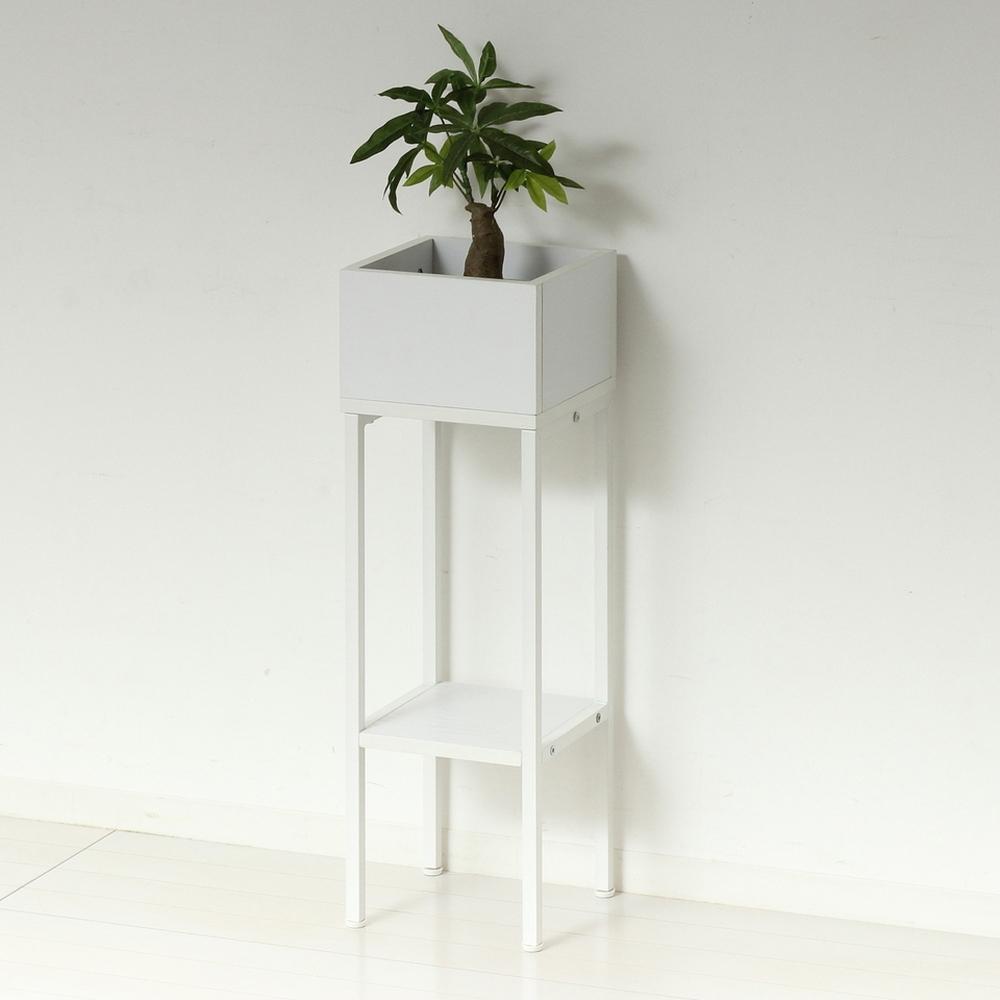 プランタースタンド棚付&nbsp;ハイタイプ&nbsp;約W22×D22×H70cm&nbsp;白木目&nbsp;小物スタンド&nbsp;AKU1044056