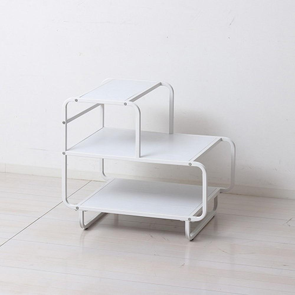 オープンラック&nbsp;約幅61×奥行45×高さ56cm&nbsp;白木目&nbsp;ディスプレイラック&nbsp;ショップ家具&nbsp;3段&nbsp;アイアン&nbsp;AKU1044115