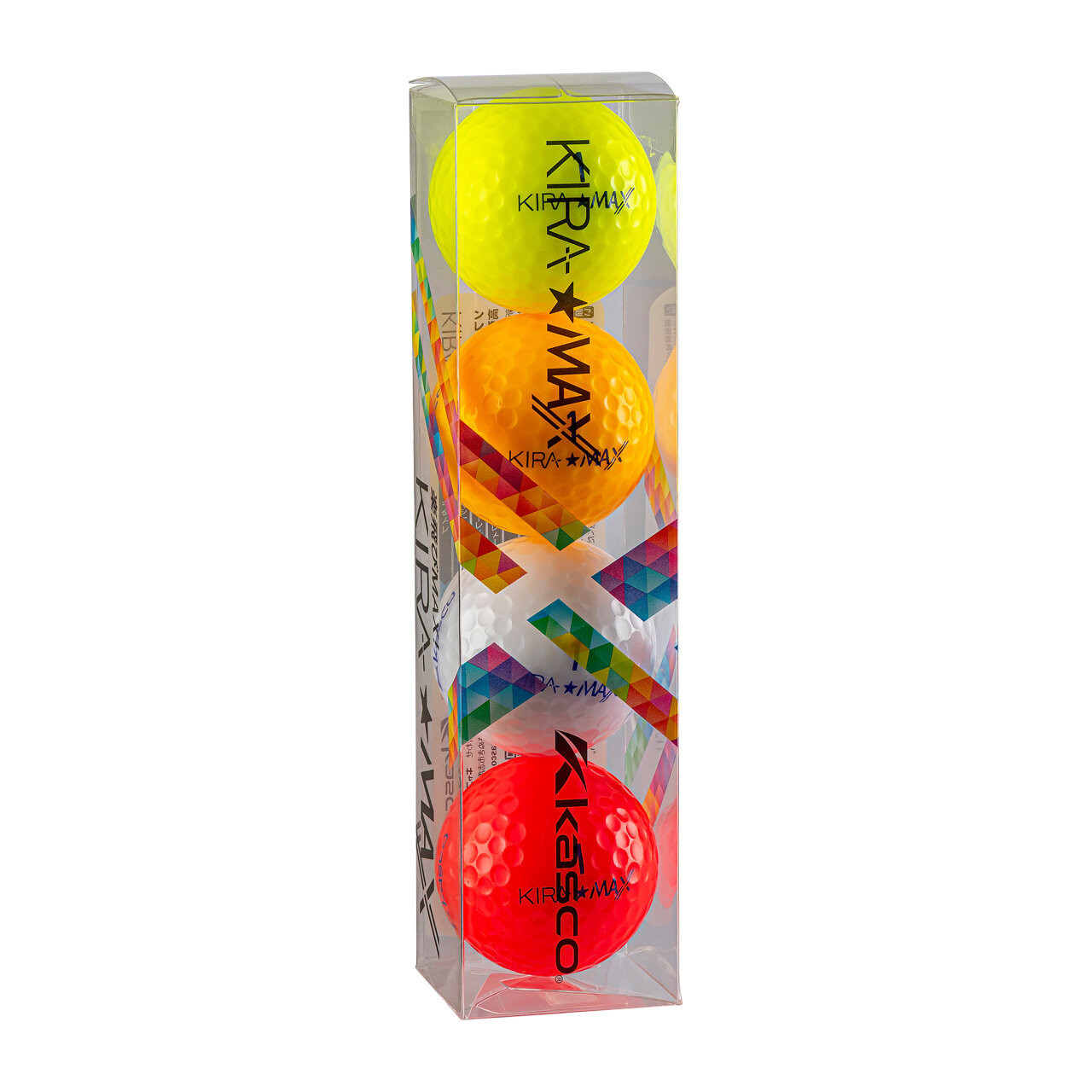 ゴルフボール&nbsp;&nbsp;KIRA&nbsp;MAX&nbsp;12球入&nbsp;1ダース&nbsp;4色×3セット（イエロー、オレンジ、ホワイト、レッド）