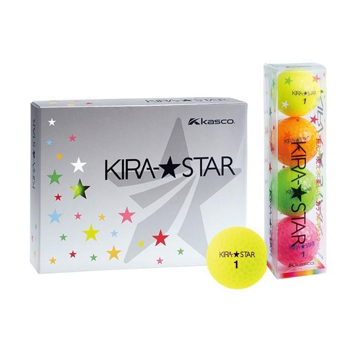 ゴルフボール  KIRA STAR 12球入  4色×3セット 3ダース（イエロー、オレンジ、ピンク、ライム） ゴルフ キャスコ kasco