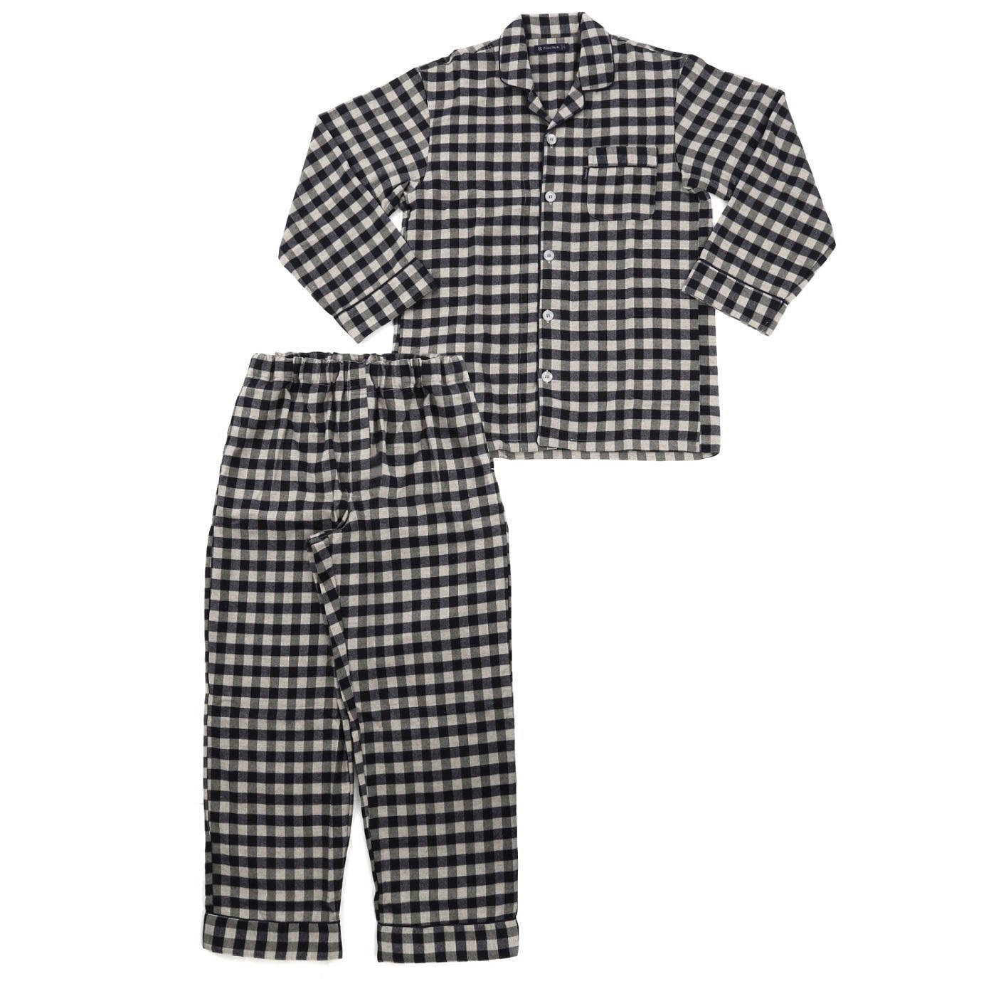 【カラー：ネイビー サイズ：M】ヤクウール 格子柄 メンズパジャマ