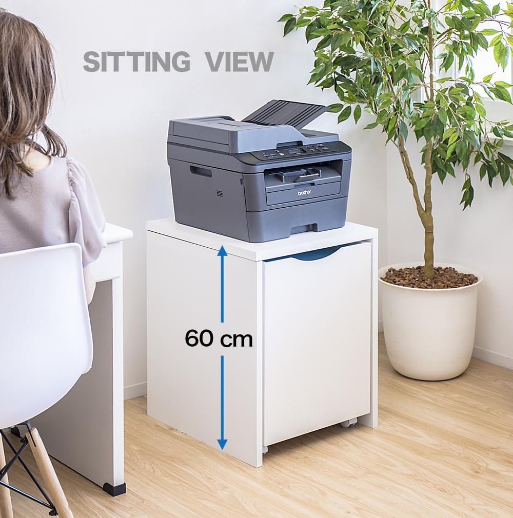 オフィス収納台W455 ホワイト 複合機ラック プリンター台 幅約