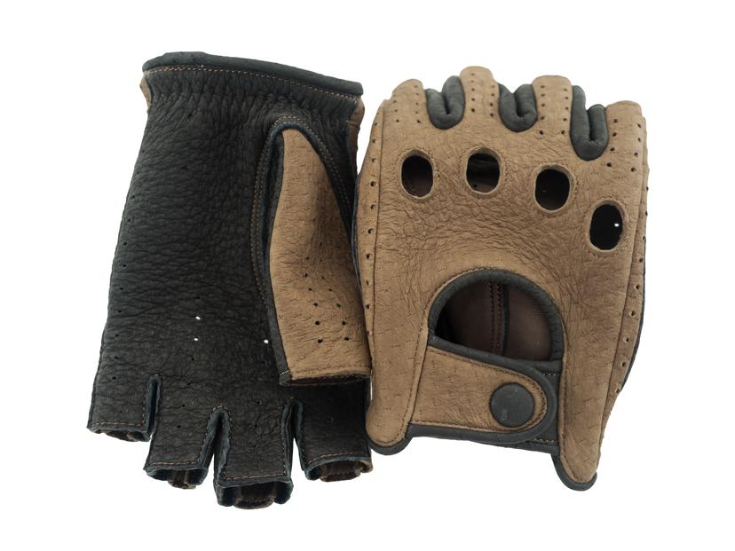 【Lサイズ】ペッカリードライビンググローブ（カラー：ライトブラウン×ブラック）