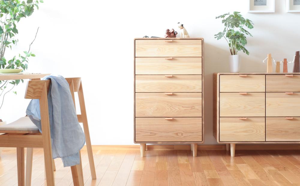 旭川家具&nbsp;WOW&nbsp;ワオ&nbsp;ミドルチェスト&nbsp;丸脚_04706