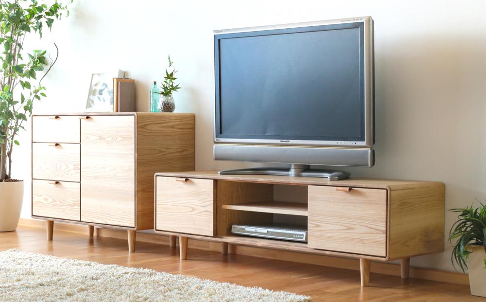 旭川家具&nbsp;WOW&nbsp;ワオ&nbsp;TVボード135&nbsp;オープン&nbsp;丸脚_04708