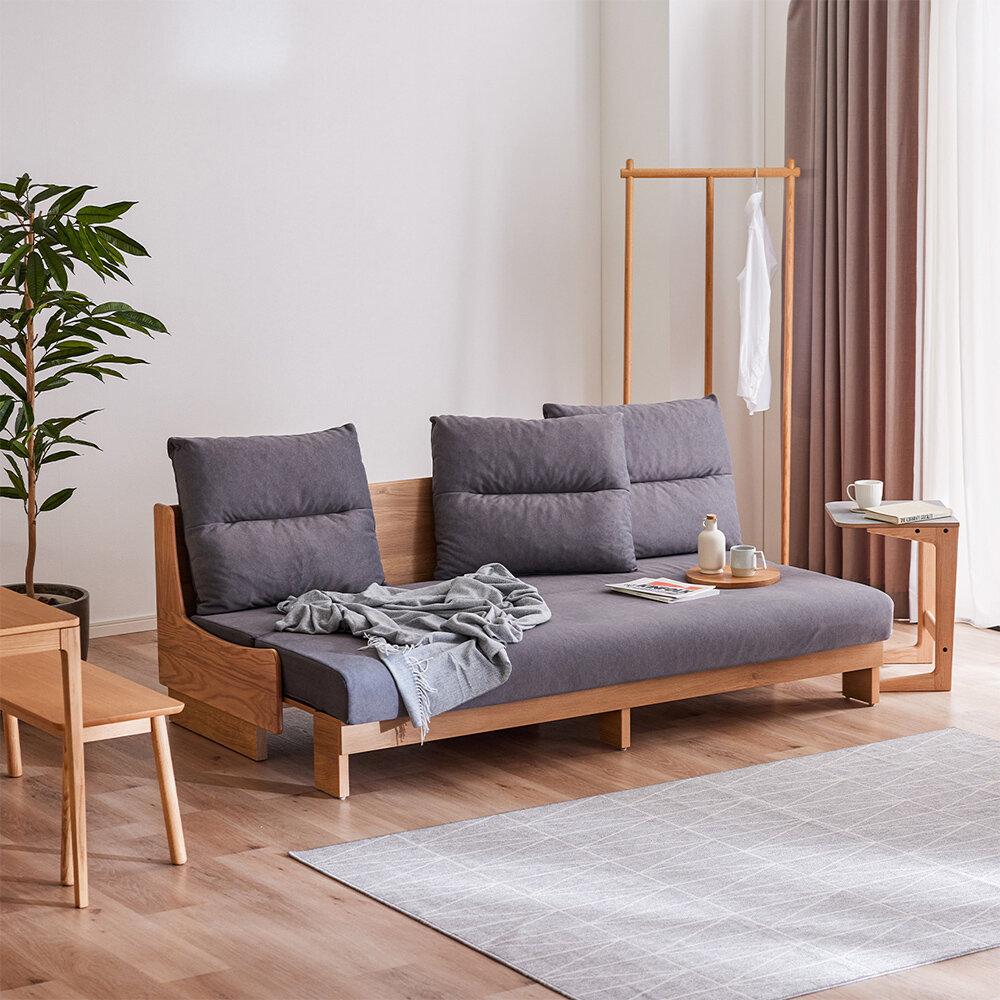 【開梱設置】ソファベッド&nbsp;幅200cm&nbsp;ヴィンセント【NA×ダークグレー】ごろ寝ソファ【モーブル／大川家具】