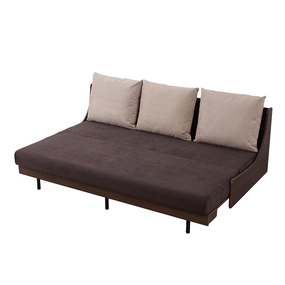【開梱設置】ソファベッド&nbsp;幅200cmフォース&nbsp;【ブラウン×ブラウン】ごろ寝ソファセミダブル【モーブル／大川家具】
