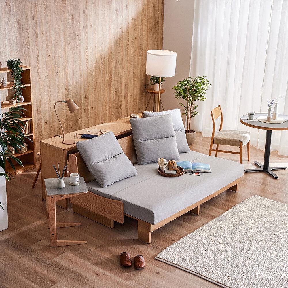 【開梱設置】ソファベッド&nbsp;幅180cm&nbsp;ヴィンセント【NA×ライトグレー】ごろ寝ソファ【モーブル／大川家具】