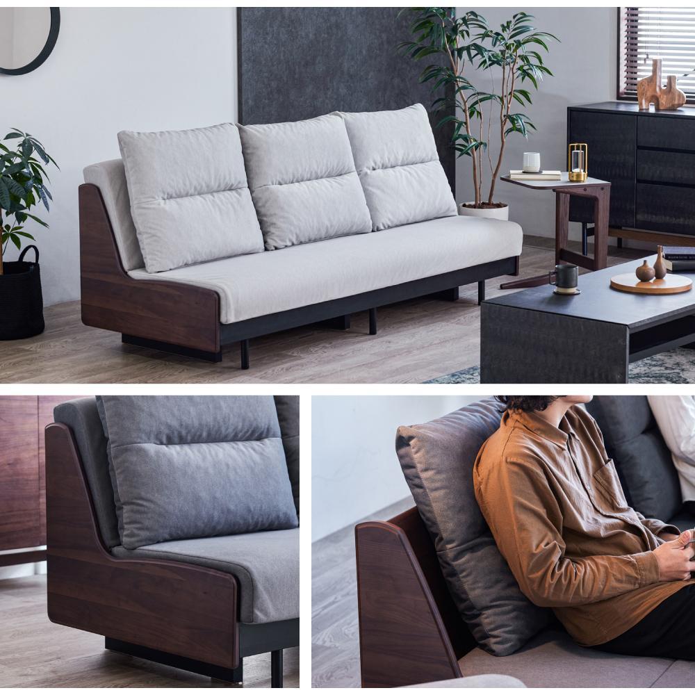 ソファベッド&nbsp;幅200cm&nbsp;オルぺ&nbsp;ごろ寝ソファ&nbsp;＜ウォールナット×ライトグレー＞【モーブル】【大川家具】