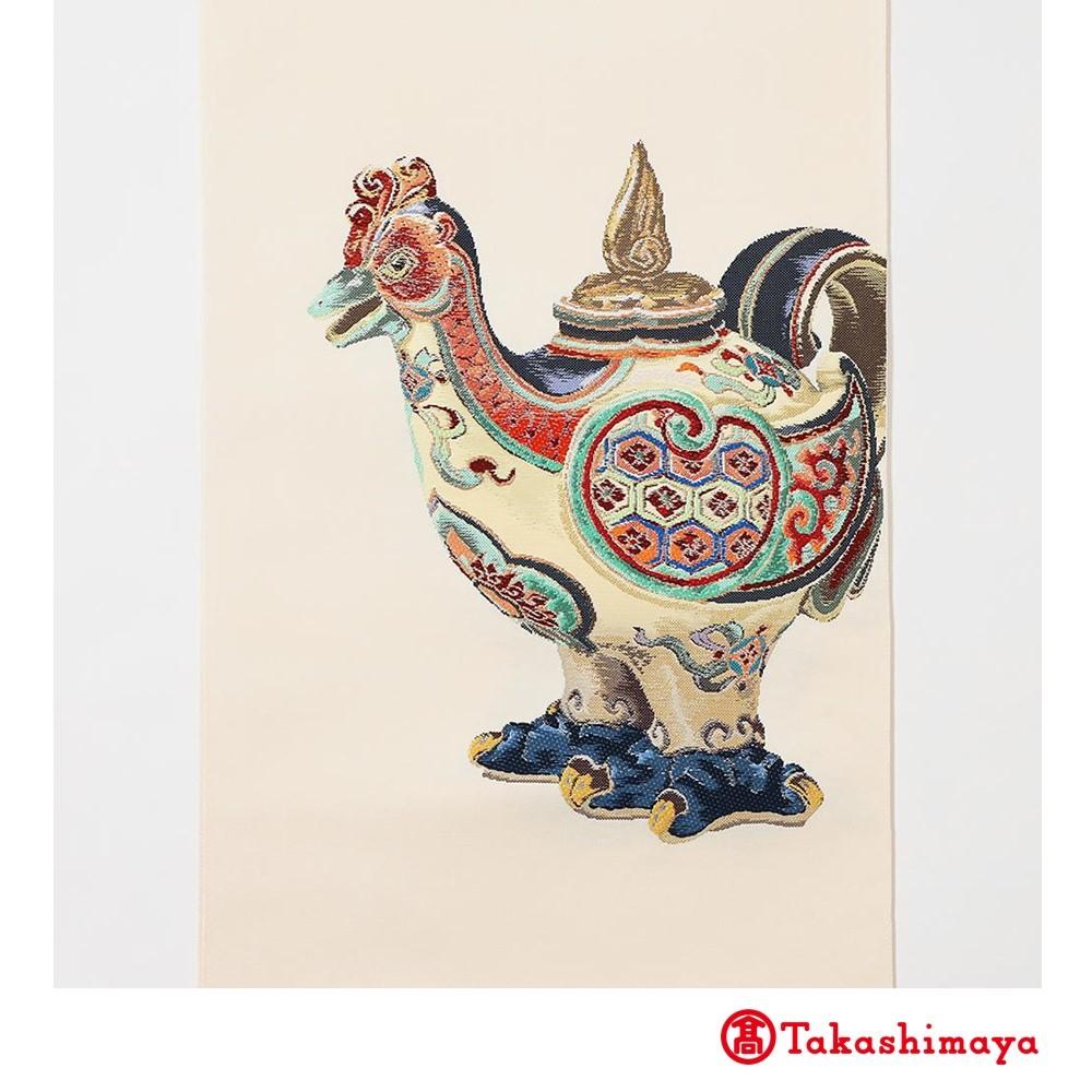 【龍村美術織物】龍村錦帯&nbsp;袋帯&nbsp;彩釉鳳凰錦&nbsp;白茶【高島屋選定品】