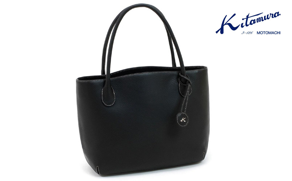 セミショルダーバッグ　(Y-1312) ブラック／サンドベージュステッチ〈キタムラ〉