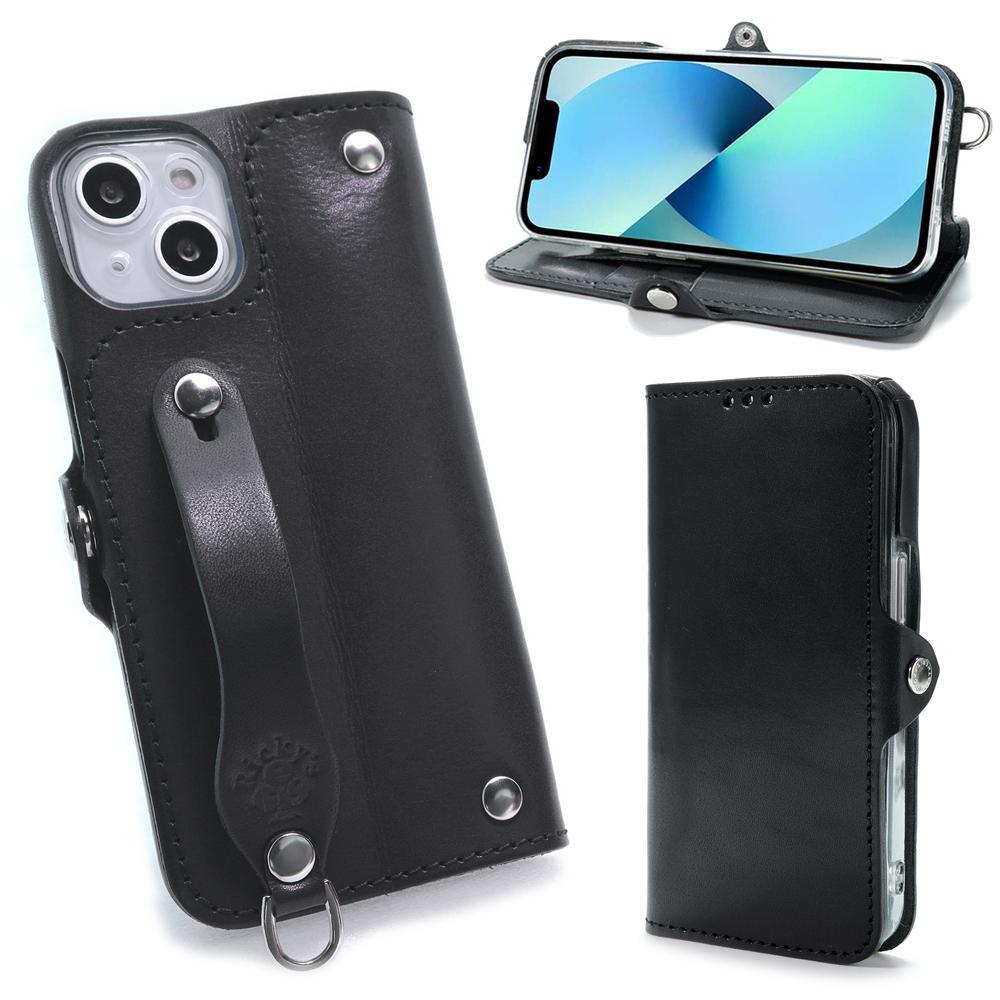 EFGS&nbsp;iPhone&nbsp;15Plus&nbsp;手帳型&nbsp;ケース&nbsp;栃木ブラック&nbsp;【左開き】&nbsp;TPU&nbsp;スタンド&nbsp;カード入れ&nbsp;ベルト付き&nbsp;栃木レザー&nbsp;本革&nbsp;リッキーズ