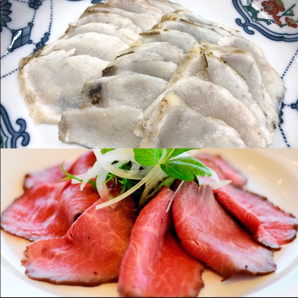 石川県産 天然「能登ふぐ」炙りたたき 柵3本 と 能登牛ローストビーフ 約300g　セット　＜てらおかの能登牛＞寺岡畜産