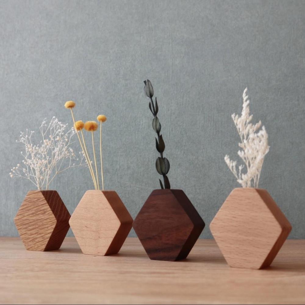 木のダイヤ花瓶　４種セット