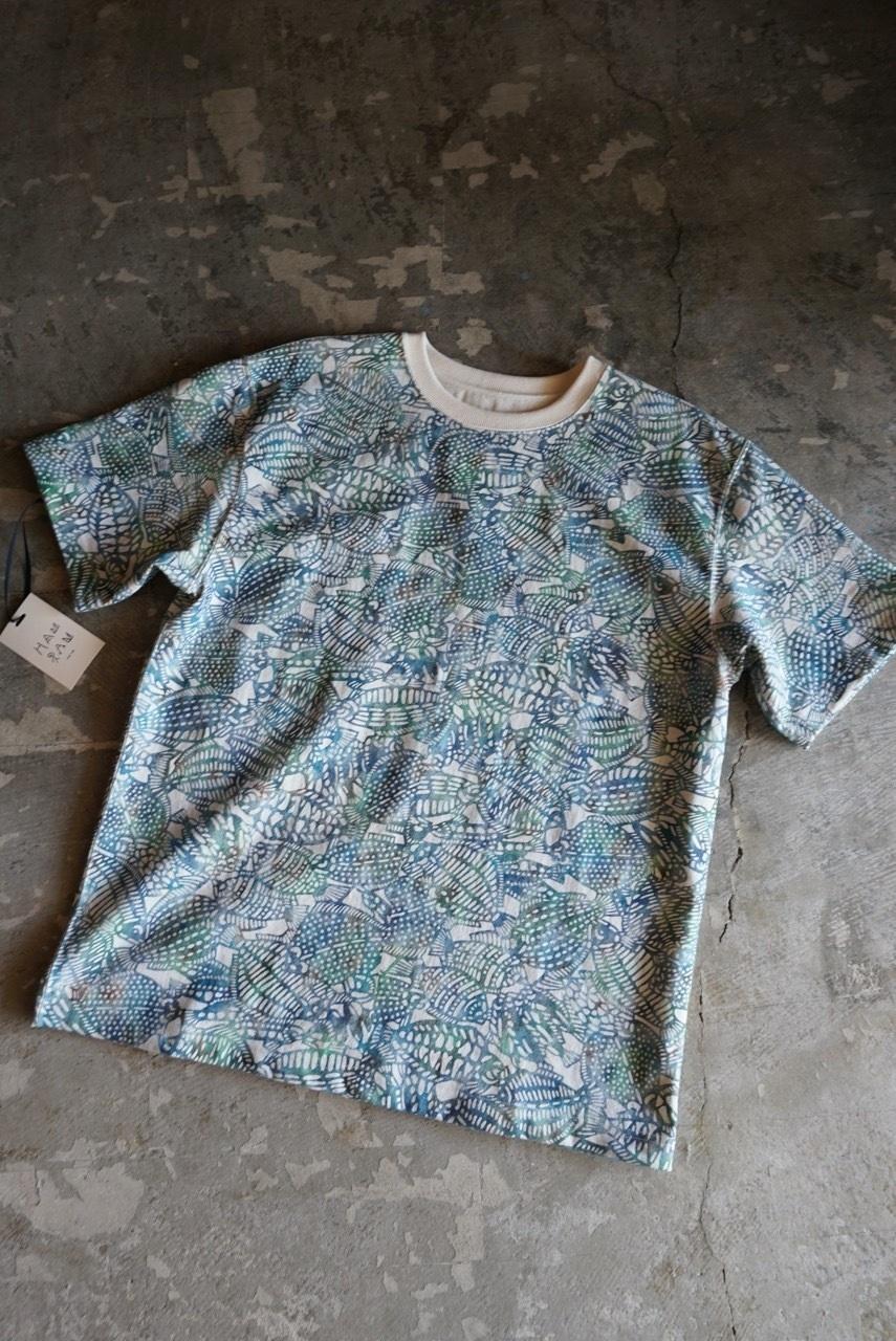 [HAM IAM]【数量限定】手差型染クルーネックTシャツ「群生平目」グリーン系(緑色系)【Lサイズ】