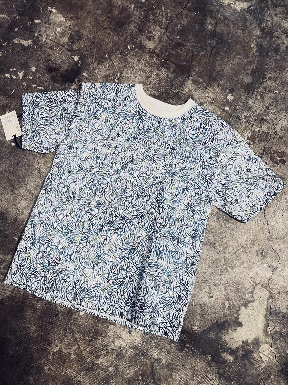 [HAM IAM]【数量限定】手差型染クルーネックTシャツ「露芝」青系【Mサイズ】
