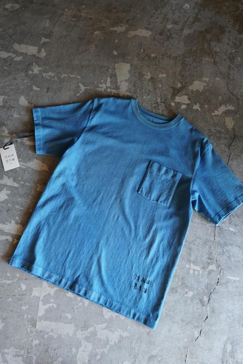 [HAM IAM]【数量限定】本藍染めクルーネックTシャツ　あい(ブルー系)【Mサイズ】