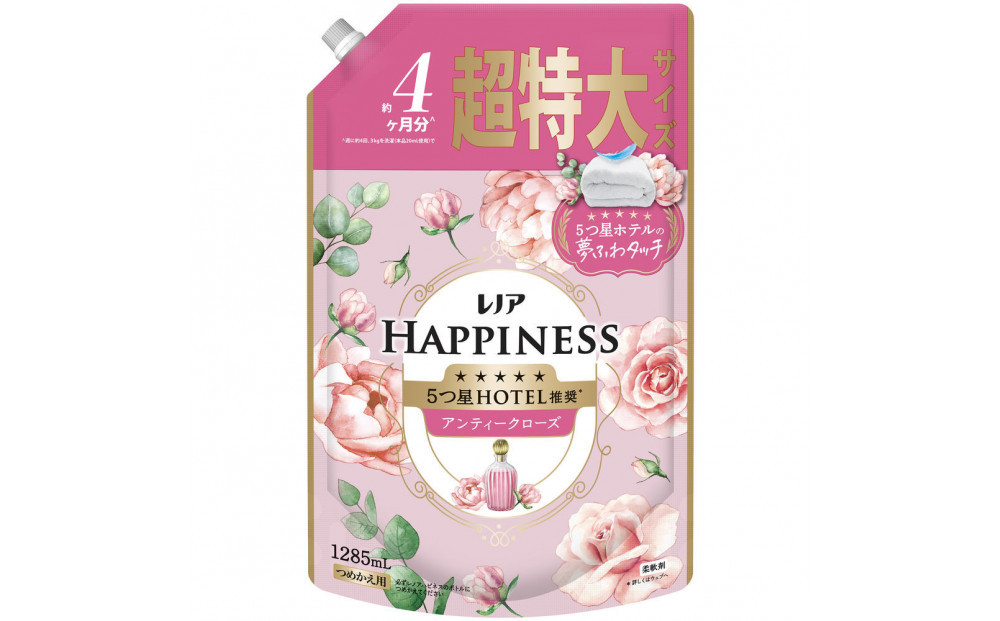 レノアハピネス夢ふわタッチ華やかに香るアンティークローズ詰替用超特大サイズ　1,285mL×6個セット