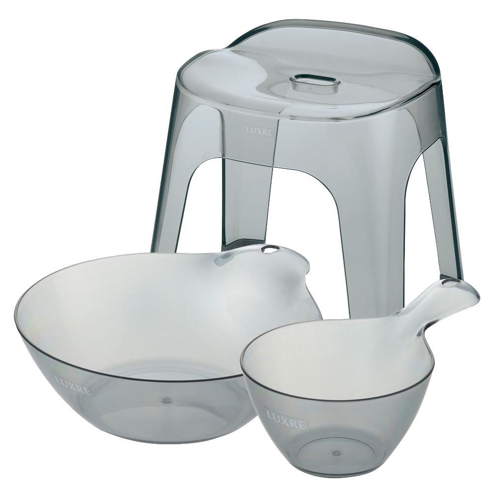 リュクレ&nbsp;お風呂3点セット&nbsp;35H&nbsp;【グレー】（浴用品：湯おけ・手おけ・腰かけ35H）