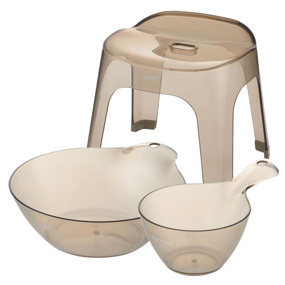 リュクレ&nbsp;お風呂3点セット&nbsp;30H&nbsp;【ブラウン】（浴用品：湯おけ・手おけ・腰かけ30H）