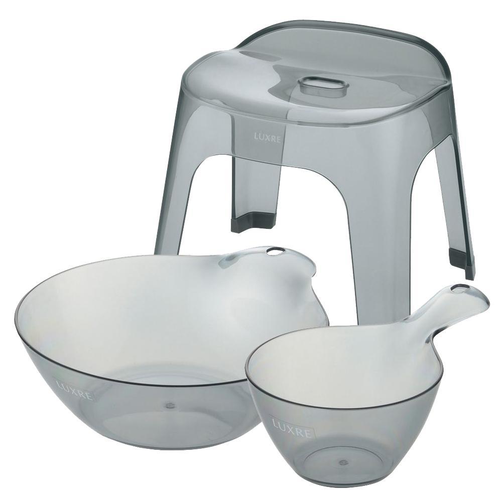 リュクレ&nbsp;お風呂3点セット&nbsp;30H&nbsp;【グレー】（浴用品：湯おけ・手おけ・腰かけ30H）