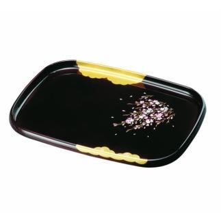 長手盆&nbsp;PC&nbsp;42cm&nbsp;溜&nbsp;金雲さくら【YG11】