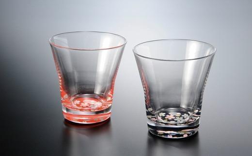 紀州漆器&nbsp;タンブラーグラス&nbsp;蒔絵&nbsp;桜&nbsp;ペア&nbsp;赤&nbsp;黒【YG18】