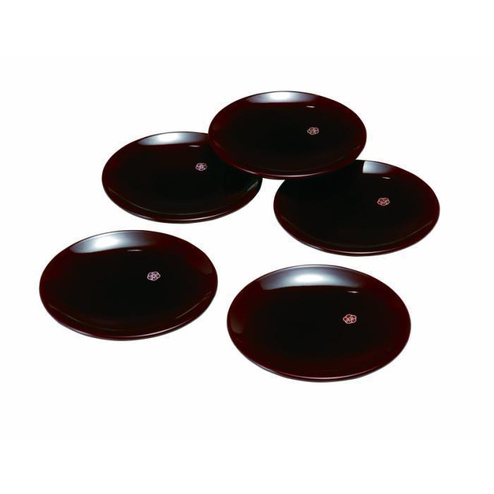 4.2寸&nbsp;銘々皿&nbsp;総溜&nbsp;明月&nbsp;(5枚組)【YG114】