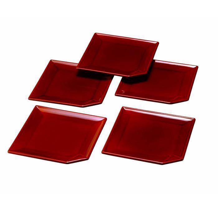 4.5寸&nbsp;角銘々皿&nbsp;両面春慶塗&nbsp;(5枚組)【YG120】