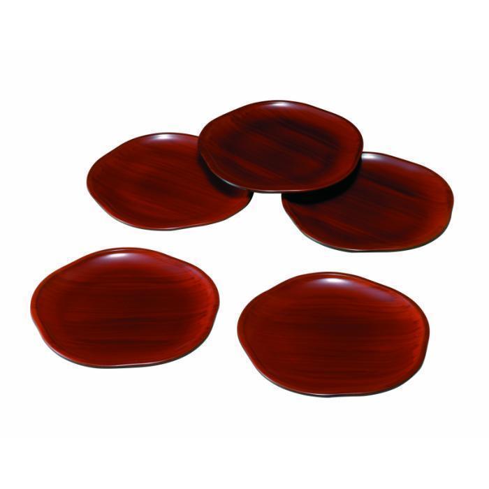 5.0寸&nbsp;梅型銘々皿&nbsp;春慶杢(5枚組)【YG123】