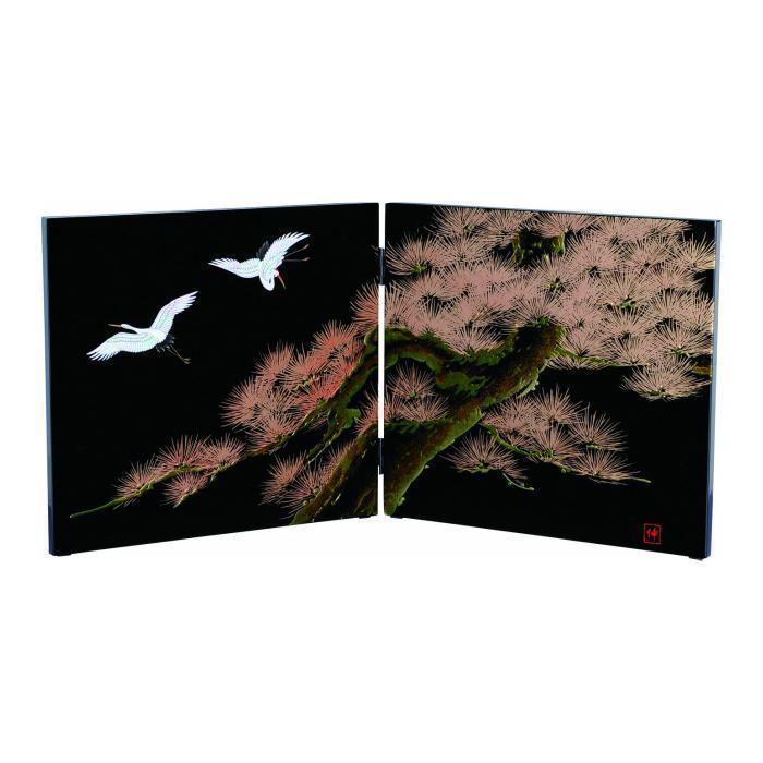 木製&nbsp;屏風&nbsp;黒&nbsp;飛翔【YG134】