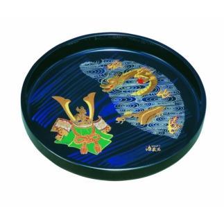 丸盆&nbsp;24cm&nbsp;青杢目&nbsp;雲龍兜【YG407】