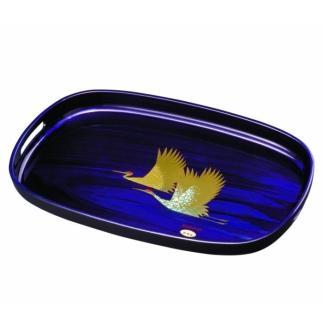 小判盆&nbsp;48cm&nbsp;紫雲杢&nbsp;雅鶴(盛絵)【YG413】