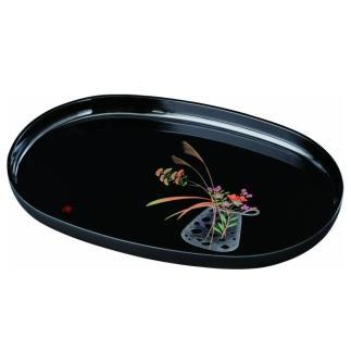 小判盆&nbsp;PC&nbsp;42cm&nbsp;黒&nbsp;盛絵花かご【YG423】