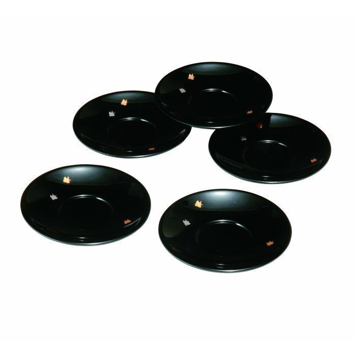 4.0寸&nbsp;茶托&nbsp;黒&nbsp;千鳥&nbsp;(5枚組)【YG106】