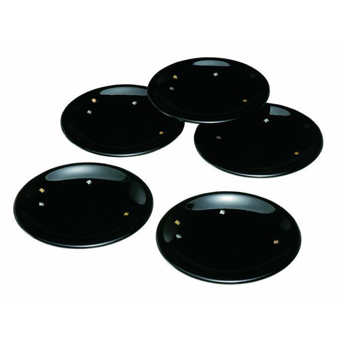 5.0寸&nbsp;銘々皿&nbsp;黒&nbsp;千鳥&nbsp;(5枚組)【YG111】