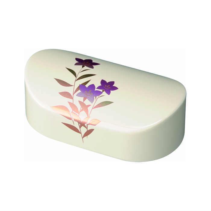 紀州漆器&nbsp;文鎮&nbsp;ペーパーウェイト&nbsp;小判型&nbsp;白&nbsp;桔梗【YG160】