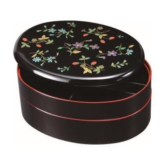9.5寸&nbsp;小判重箱&nbsp;オードブル&nbsp;黒&nbsp;花の小道【YG169】