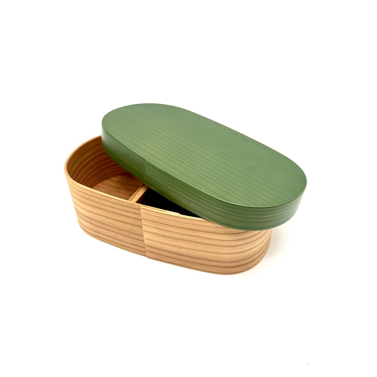 ［リーフグリーン］九州杉&nbsp;国産&nbsp;カラー&nbsp;曲げわっぱ&nbsp;被せ蓋&nbsp;弁当箱&nbsp;まげわっぱ［YS138］
