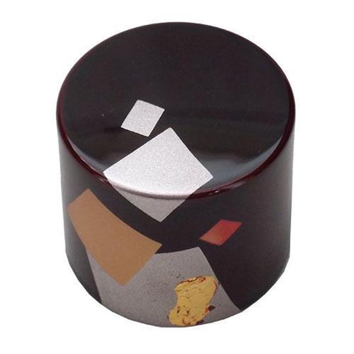 紀州漆器&nbsp;文鎮&nbsp;ペーパーウェイト&nbsp;丸型&nbsp;溜&nbsp;切り紙【YG173】