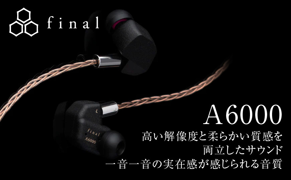有線イヤホン&nbsp;final&nbsp;A6000&nbsp;2Pinソフト単結晶銅ケーブル付属