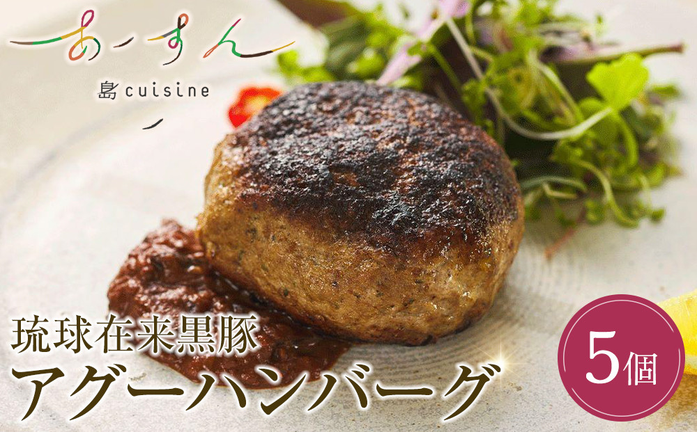 島cuisine あーすん　琉球在来黒豚　アグーハンバーグ5個入り｜沖縄　那覇市　肉 お肉 にく  琉球  黒豚 アグー ハンバーグ 豚肉 人気 ギフト