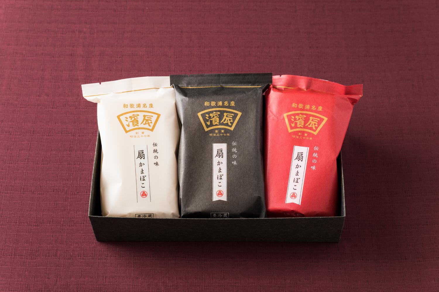 濱辰&nbsp;扇かまぼこ&nbsp;(紅白焼)&nbsp;3枚&nbsp;化粧箱入