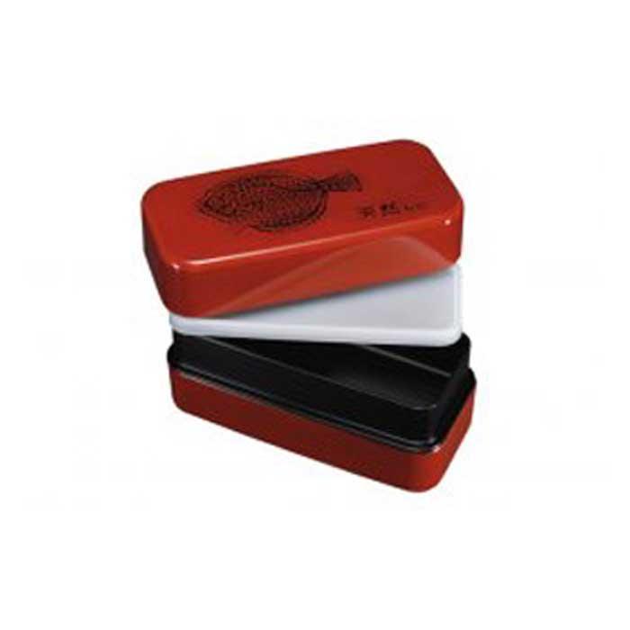 紀州漆器&nbsp;漆器弁当箱&nbsp;根来塗&nbsp;ひらめ&nbsp;長角入子&nbsp;大&nbsp;［YS16］