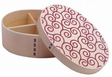 紀州漆器 曲げわっぱ まげわっぱ 弁当箱 白木唐草 赤［YS74］